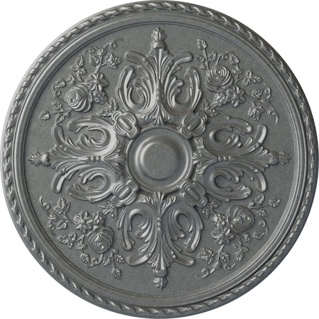Ekena Millwork Bradford Ceiling Medallion (Fits Canopies up to 6 5/8"), Hand-Painted Platinum, 32 5/8"OD x 2"P CM32BRPLS